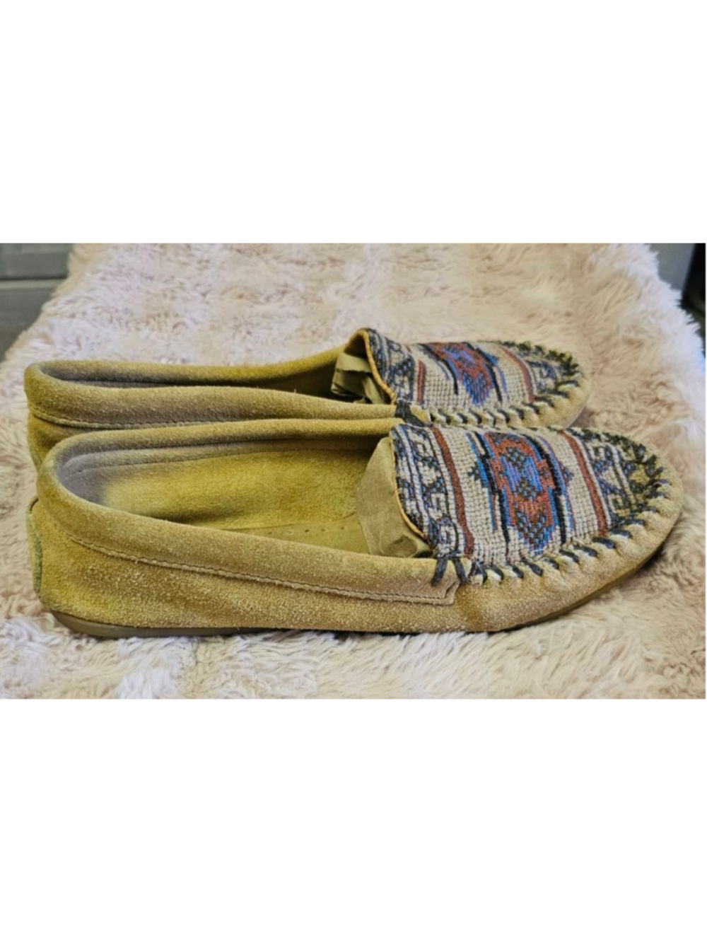 Minnetonka Moccasins Women’s Size 9 Suede Tribal Slip On Loafers Southwest
